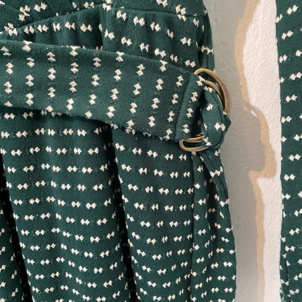 Anthropologie x Maeve-Forest Green Malta belted dress with white polka dots.S - Picture 8 of 12